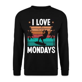 Kiteboarder Vintage I love Mondays Humor Kite - Unisex Sweatshirt - black - Front - Alina (178cm) & Michal (187cm)