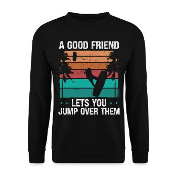 Kiteboarder sauter sur son ami Kite Kiteboard - Sweat-shirt Unisexe - noir - Devant - Alina (178cm) & Michal (187cm)