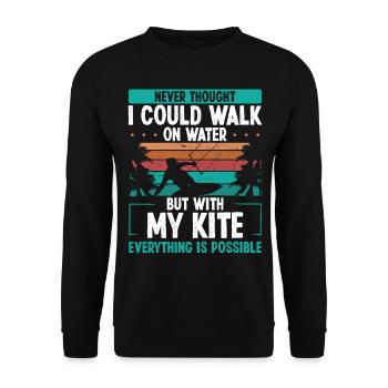 Vintage I could walk on water Kiteboarder Kite - Unisex Pullover - Schwarz - Vorne - Alina (178cm) & Michal (187cm)