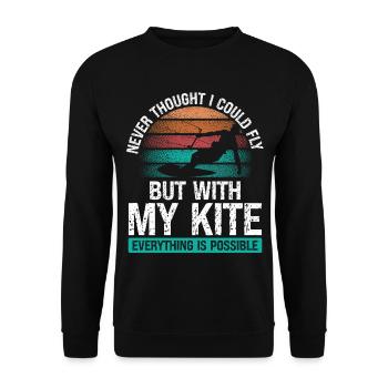 Vintage Kite Kiteboarder Kitesurfing Retro Kite - Unisex Pullover - Schwarz - Vorne - Alina (178cm) & Michal (187cm)