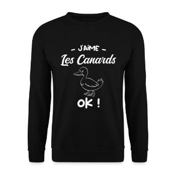 J’aime les canards ok ?! - Sweat-shirt Unisexe - noir - Devant - Alina (178cm) & Michal (187cm)