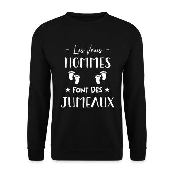 les vrais hommes font des jumeaux | cadeau !! - Sweat-shirt Unisexe - noir - Devant - Alina (178cm) & Michal (187cm)