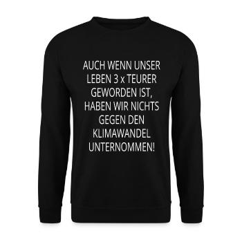 Teures Leben für die Umwelt - Unisex Pullover - Schwarz - Vorne - Alina (178cm) & Michal (187cm)