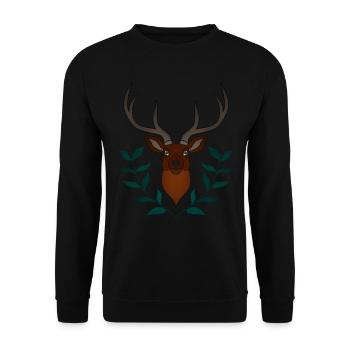Bois de cerf rouge avec des bois de cerf - Sweat-shirt Unisexe - noir - Devant - Alina (178cm) & Michal (187cm)