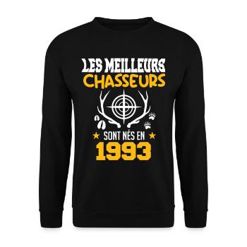 Chasseur | Anniversaire chasseur 1993 - Sweat-shirt Unisexe - noir - Devant - Alina (178cm) & Michal (187cm)
