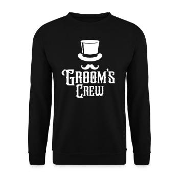 Groom's Crew Top Hat Schnurrbart Herren Junggesellenabschied - Unisex Pullover - Schwarz - Vorne - Alina (178cm) & Michal (187cm)
