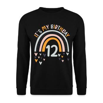 12 years old Rainbow Rainbow 12th birthday - Unisex Sweatshirt - black - Front - Alina (178cm) & Michal (187cm)