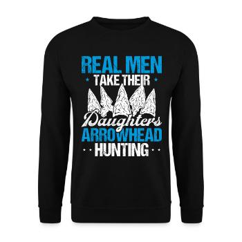 Arrowhead Hunting Real Men Artifact Collector - Unisex Pullover - Schwarz - Vorne - Alina (178cm) & Michal (187cm)