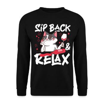 Sommelier Wine Drinking Tasting - Unisex Sweatshirt - black - Front - Alina (178cm) & Michal (187cm)