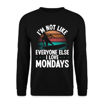 Vintage I love Mondays Funny Kiteboarder Kite - Unisex Sweatshirt - black - Front - Alina (178cm) & Michal (187cm)