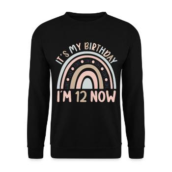 12 years old Rainbow Rainbow 12th birthday - Unisex Sweatshirt - black - Front - Alina (178cm) & Michal (187cm)