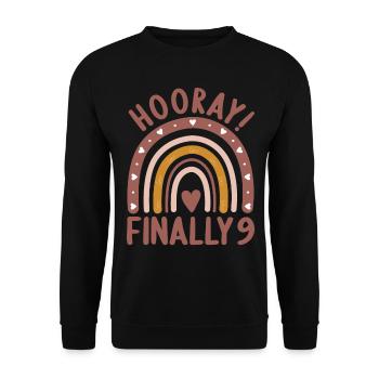 9 years old Rainbow Rainbow 9th birthday - Unisex Sweatshirt - black - Front - Alina (178cm) & Michal (187cm)
