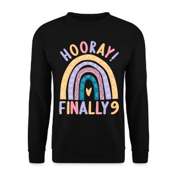 9 years old Rainbow Rainbow 9th birthday - Unisex Sweatshirt - black - Front - Alina (178cm) & Michal (187cm)