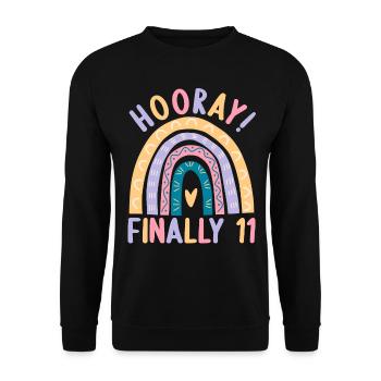 11 Jahre alt Rainbow Regenbogen 11. Geburtstag - Unisex Pullover - Schwarz - Vorne - Alina (178cm) & Michal (187cm)