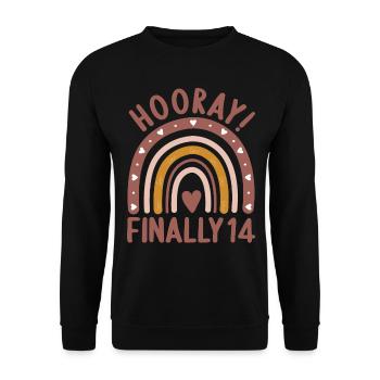 14 Jahre alt Rainbow Regenbogen 14. Geburtstag - Unisex Pullover - Schwarz - Vorne - Alina (178cm) & Michal (187cm)