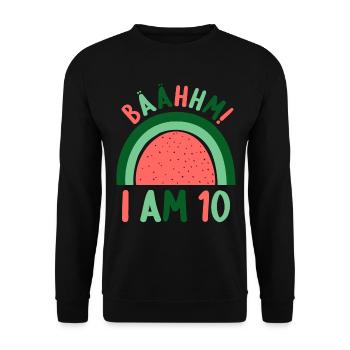 10 years old Rainbow Rainbow 10th birthday - Unisex Sweatshirt - black - Front - Alina (178cm) & Michal (187cm)