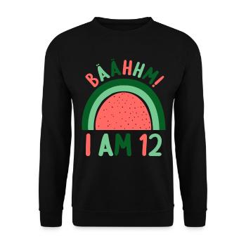 12 years old Rainbow Rainbow 12th birthday - Unisex Sweatshirt - black - Front - Alina (178cm) & Michal (187cm)