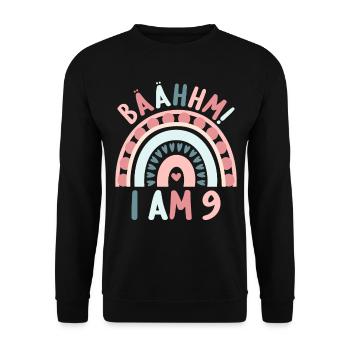 9 years old Rainbow Rainbow 9th birthday - Unisex Sweatshirt - black - Front - Alina (178cm) & Michal (187cm)