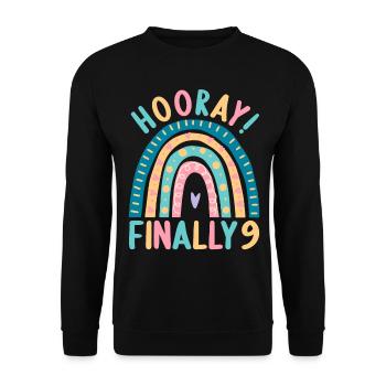 9 years old Rainbow Rainbow 9th birthday - Unisex Sweatshirt - black - Front - Alina (178cm) & Michal (187cm)
