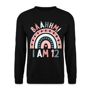 12 years old Rainbow Rainbow 12th birthday - Unisex Sweatshirt - black - Front - Alina (178cm) & Michal (187cm)