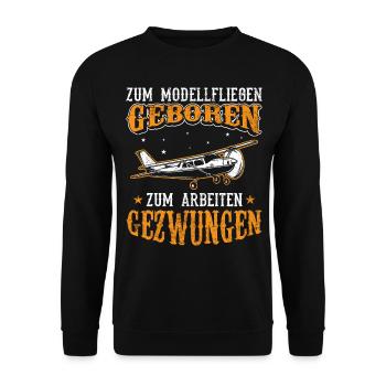 Modellflugzeug Flieger Flugzeug Pilot Modellflug - Unisex Pullover - Schwarz - Vorne - Alina (178cm) & Michal (187cm)
