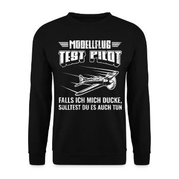 Modellflugzeug Flieger Flugzeug Pilot Modellflug - Unisex Pullover - Schwarz - Vorne - Alina (178cm) & Michal (187cm)