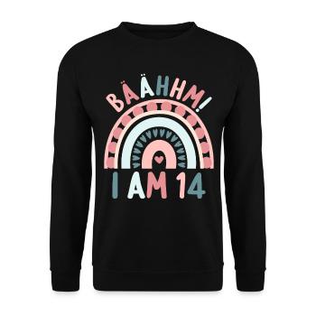 14 years old Rainbow Rainbow 14th birthday - Unisex Sweatshirt - black - Front - Alina (178cm) & Michal (187cm)