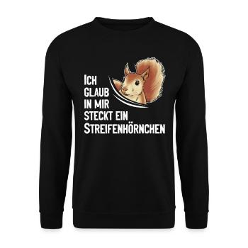 Eichhörnchen - Ich Glaub In Mir Steckt Ein - Unisex Pullover - Schwarz - Vorne - Alina (178cm) & Michal (187cm)