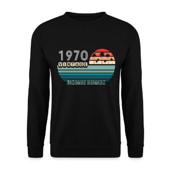 Vintage Birthday Birthday Retro 1970 Limited - Unisex Sweatshirt - black - Front - Alina (178cm) & Michal (187cm)