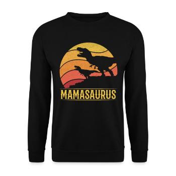 Mama Dinosaurier Mama Saurus Mama Dino Muttertag - Unisex Pullover - Schwarz - Vorne - Alina (178cm) & Michal (187cm)