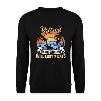 Retirement Gift idea Pensioner Work colleague - Unisex Sweatshirt - black - Front - Alina (178cm) & Michal (187cm)