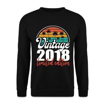 Vintage Anniversaire Anniversaire Rétro 2018 Limité - Sweat-shirt Unisexe - noir - Devant - Alina (178cm) & Michal (187cm)