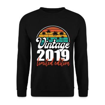 Vintage Anniversaire Anniversaire Rétro 2019 Limité - Sweat-shirt Unisexe - noir - Devant - Alina (178cm) & Michal (187cm)