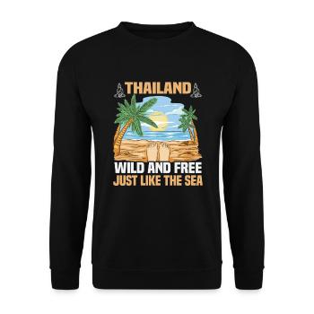 Thaïlande Beach Holiday by the Sea Design Beach Motif - Sweat-shirt Unisexe - noir - Devant - Alina (178cm) & Michal (187cm)