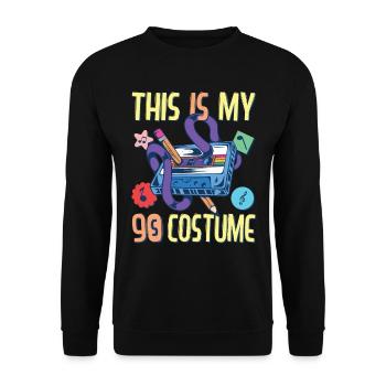 90s Outfit Party 90's Devise Nineties 1990 - Sweat-shirt Unisexe - noir - Devant - Alina (178cm) & Michal (187cm)