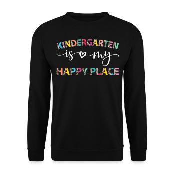 La maternelle est My Happy Place Rainbow Leopard - Sweat-shirt Unisexe - noir - Devant - Alina (178cm) & Michal (187cm)