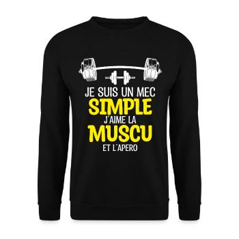 un mec simple LA MUSCU - Sweat-shirt Unisexe - noir - Devant - Alina (178cm) & Michal (187cm)