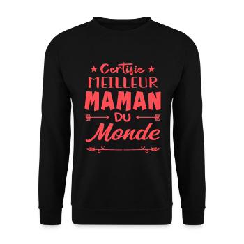 Certifié Meilleur Maman du Monde - Sweat-shirt Unisexe - noir - Devant - Alina (178cm) & Michal (187cm)