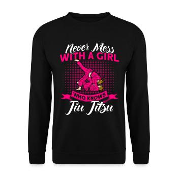 Kampfsportarten Brasilianisches Jiu Jitsu Geschenk - Unisex Pullover - Schwarz - Vorne - Alina (178cm) & Michal (187cm)