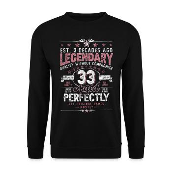Vintage 33 Aged Perfectly Frauen am 33. Geburtstag - Unisex Pullover - Schwarz - Vorne - Alina (178cm) & Michal (187cm)