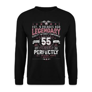 Vintage 55 Aged Perfectly Women on 55th Birthday - Unisex Sweatshirt - black - Front - Alina (178cm) & Michal (187cm)