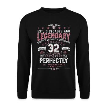 Vintage 32 Aged Perfectly Women on 32nd Birthday - Unisex Sweatshirt - black - Front - Alina (178cm) & Michal (187cm)