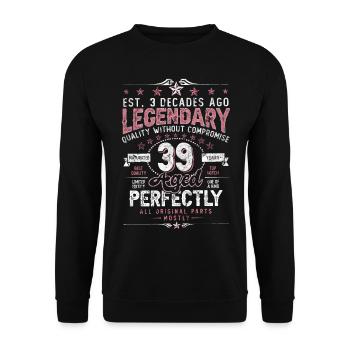 Vintage 39 Aged Perfectly Women on 39th Birthday - Unisex Sweatshirt - black - Front - Alina (178cm) & Michal (187cm)