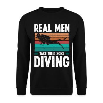 Diver Real Men taker their Sons Scuba Diving - Unisex Sweatshirt - black - Front - Alina (178cm) & Michal (187cm)