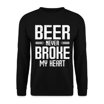 Beer Never Broke My Heart Festival Bier - Unisex Pullover - Schwarz - Vorne - Alina (178cm) & Michal (187cm)