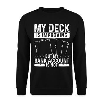 Trading Card Game Collecting Bank Account Deck - Unisex Sweatshirt - black - Front - Alina (178cm) & Michal (187cm)