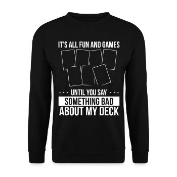 Trading Card Game About my Deck Trade Cards - Unisex Sweatshirt - black - Front - Alina (178cm) & Michal (187cm)