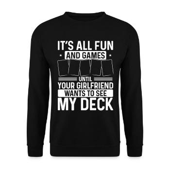 Trading Card Came Girlfriend veut voir mon deck - Sweat-shirt Unisexe - noir - Devant - Alina (178cm) & Michal (187cm)