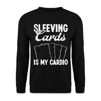 Trading Card Game Sleeving Cards is my Cardio - Unisex Pullover - Schwarz - Vorne - Alina (178cm) & Michal (187cm)