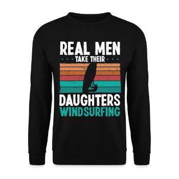 De vrais hommes emmènent leurs filles planche à voile - Sweat-shirt Unisexe - noir - Devant - Alina (178cm) & Michal (187cm)